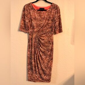 Connected Apparel Pink and Brown Long Sleeve Dress